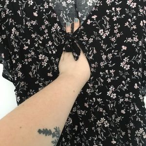 Floral tie front dress